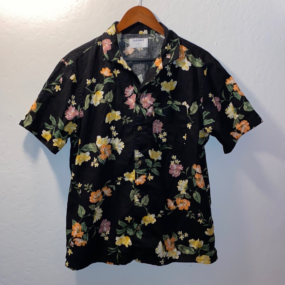 Floral Button Up (Linen Blend) by Old Navy